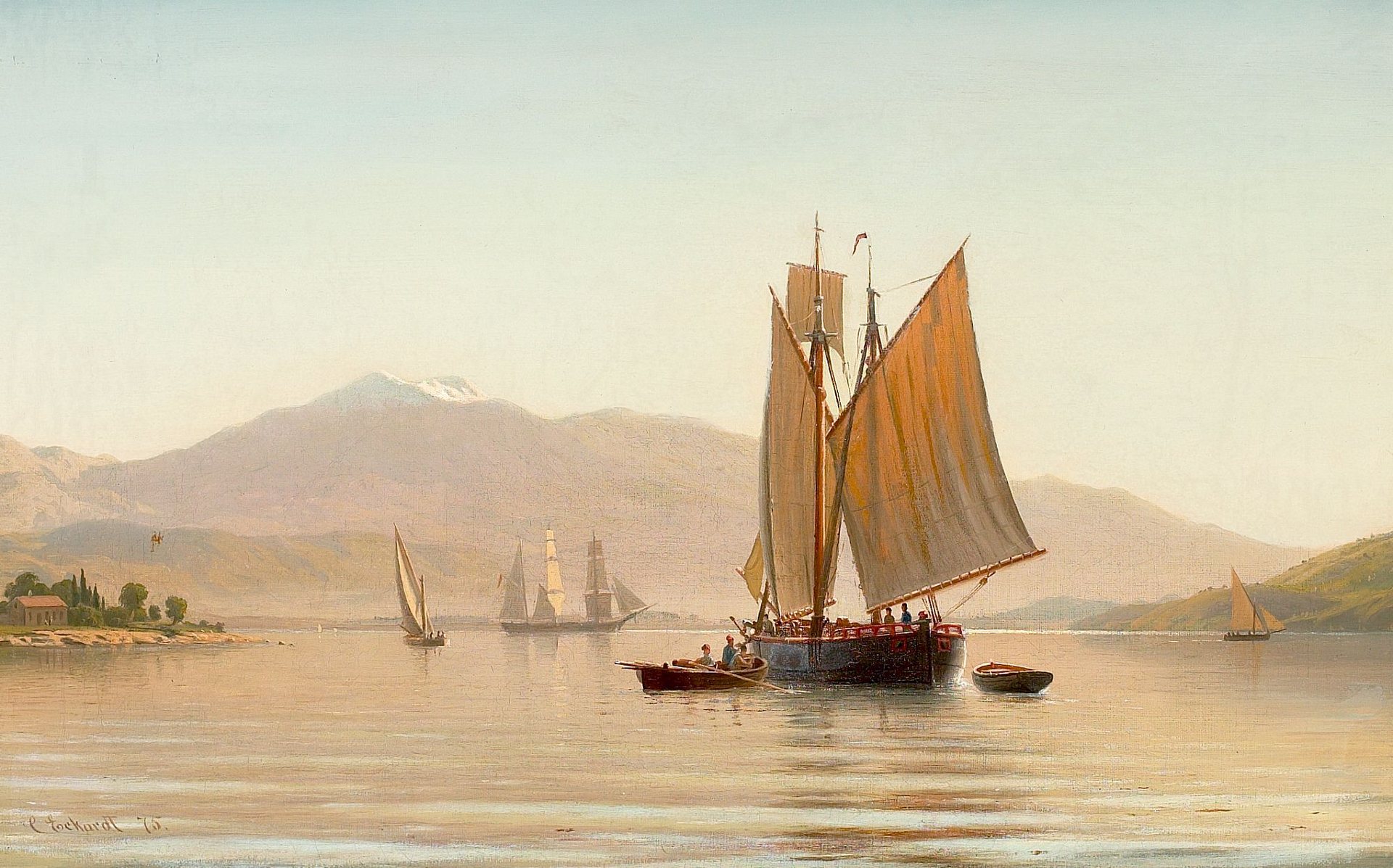 Christian Eckardt. Morning in the Bay of Kotor, 1875